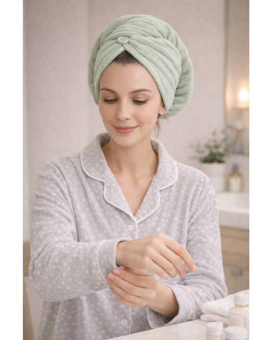 Microfiber Turban Towel GREEN| Fast Hair Drying & Comfortable Fit