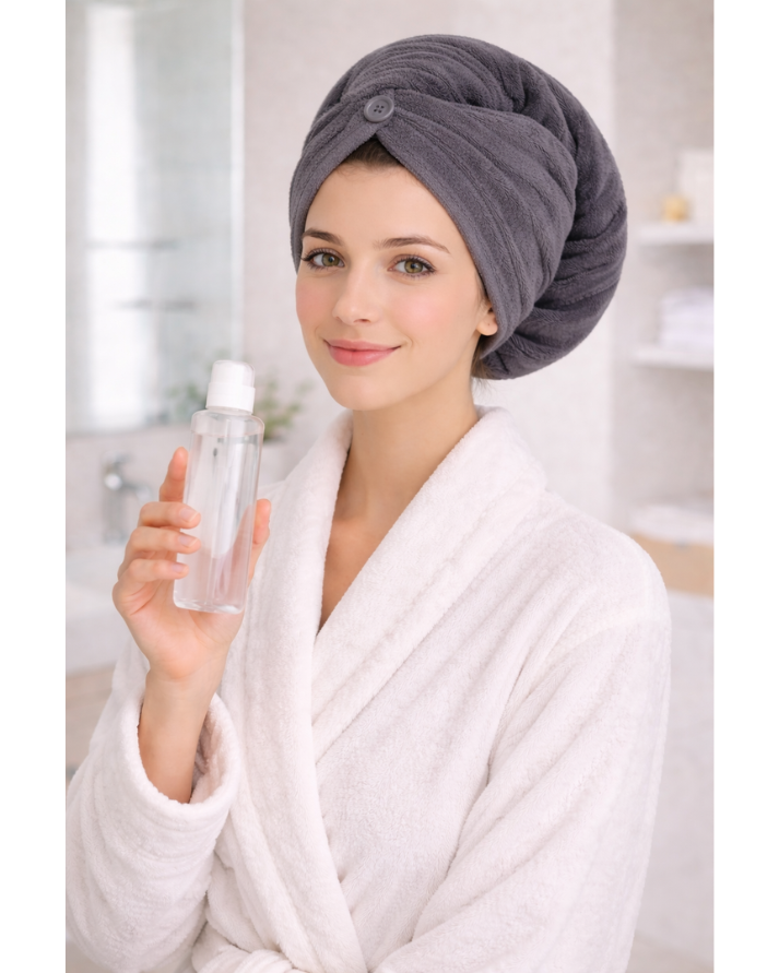 Microfiber Turban Towel GREY| Fast Hair Drying & Comfortable Fit