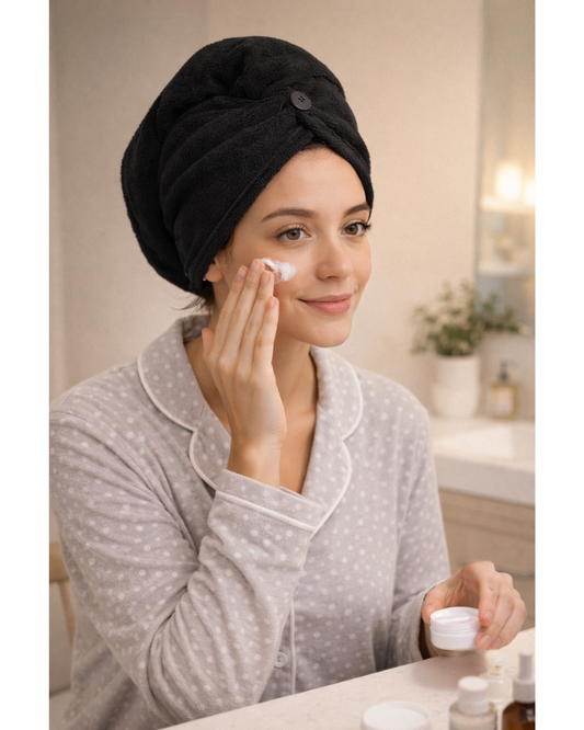 Luxury Microfiber Turban Towel BLACK | Fast Hair Drying & Comfortable Fit