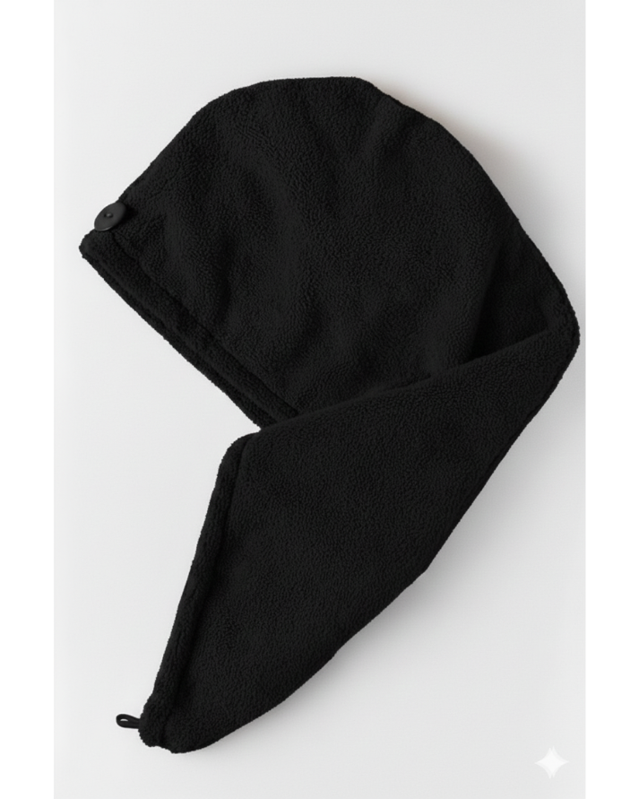 Luxury Microfiber Turban Towel BLACK | Fast Hair Drying & Comfortable Fit