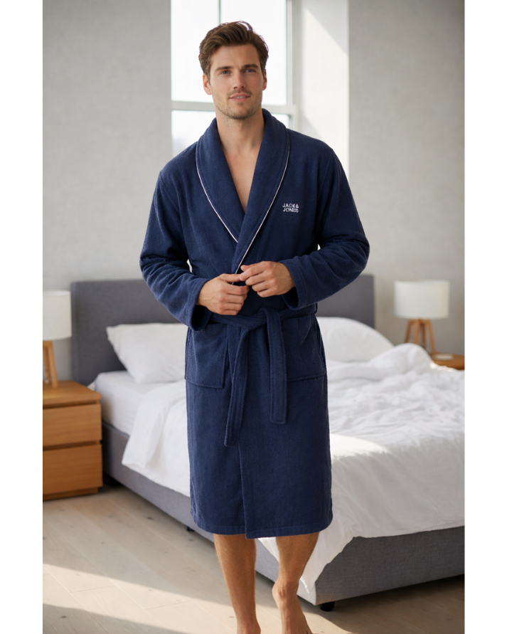 Bathrobe Adult Men(Navy Blue)