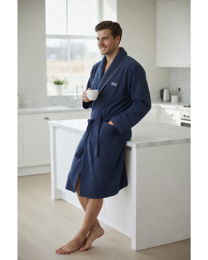 Bathrobe Adult Men(Navy Blue)