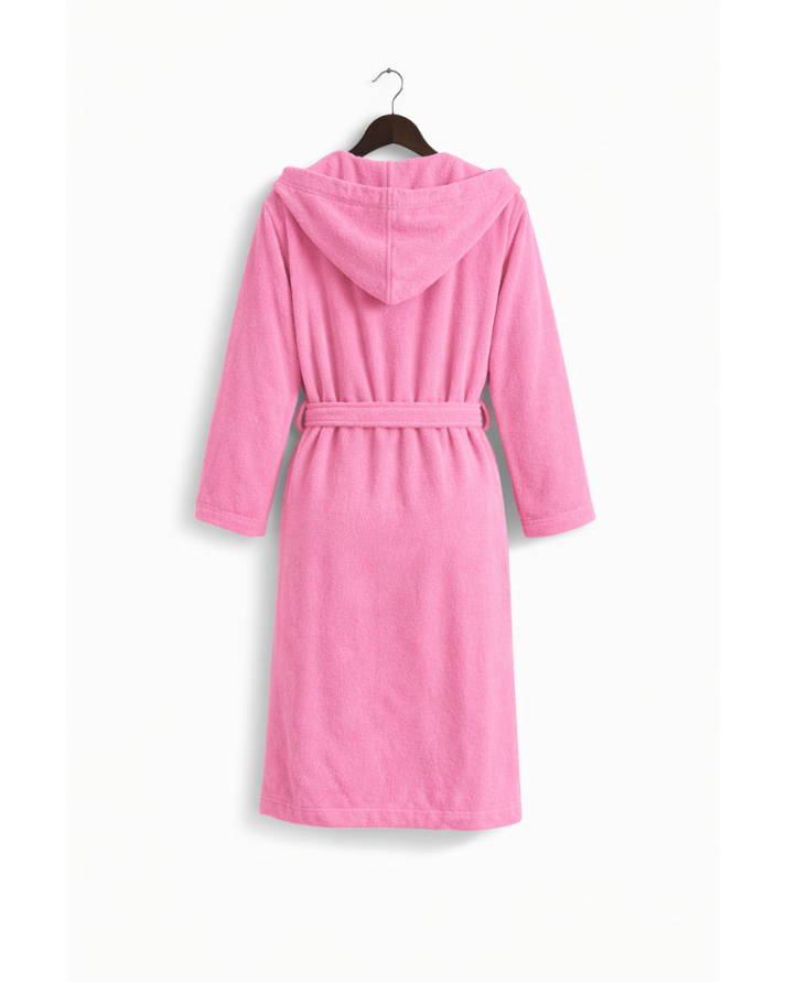 Pink Premium Cotton Bathrobe with Polo Embroidery