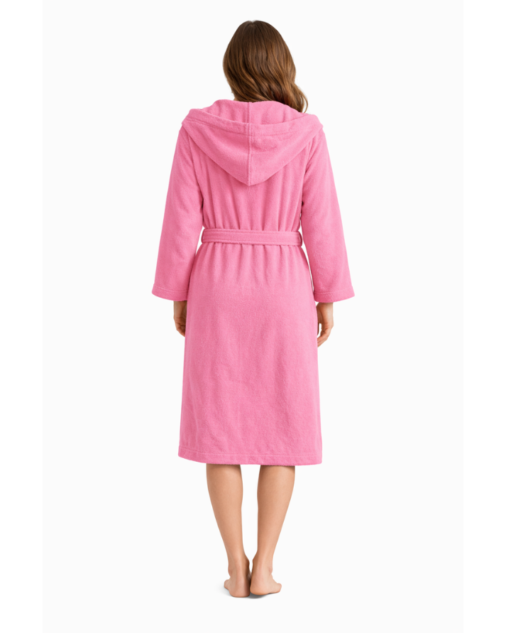 Pink Premium Cotton Bathrobe with Polo Embroidery