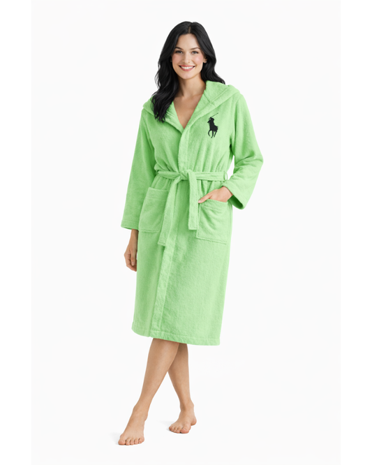 Light Green Premium Cotton Bathrobe with Polo Embroidery
