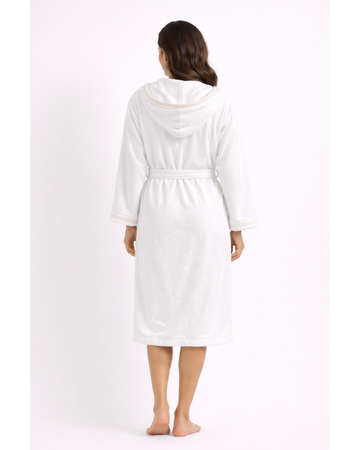 Luxury Cotton Bathrobe with Contrast Piping
