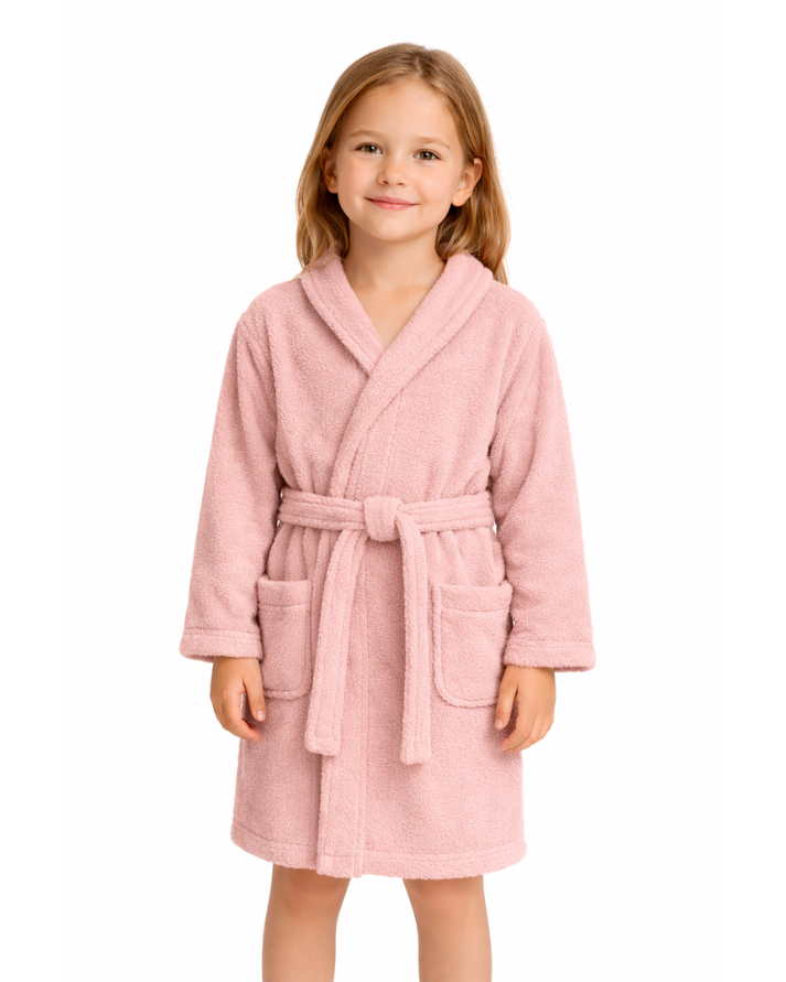 Kids Cotton Velvet Bathrobes(PINK)