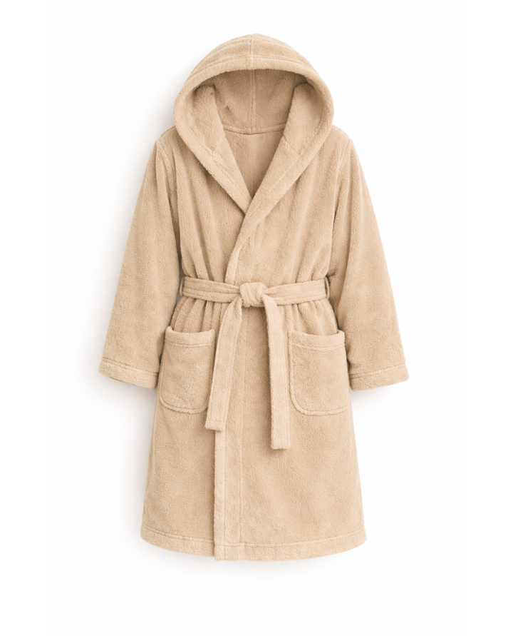 Kids Cotton Velvet Bathrobes(Beige)