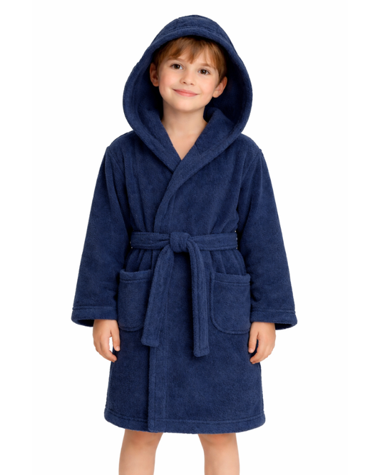 Kids Cotton Velvet Bathrobes(NAVY)