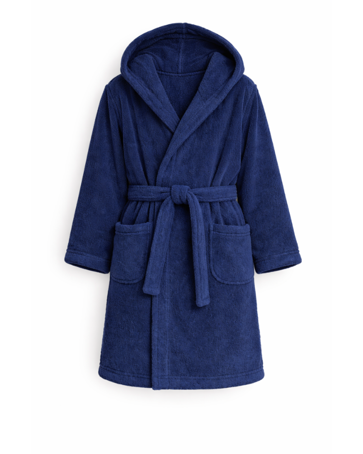 Kids Cotton Velvet Bathrobes(NAVY)