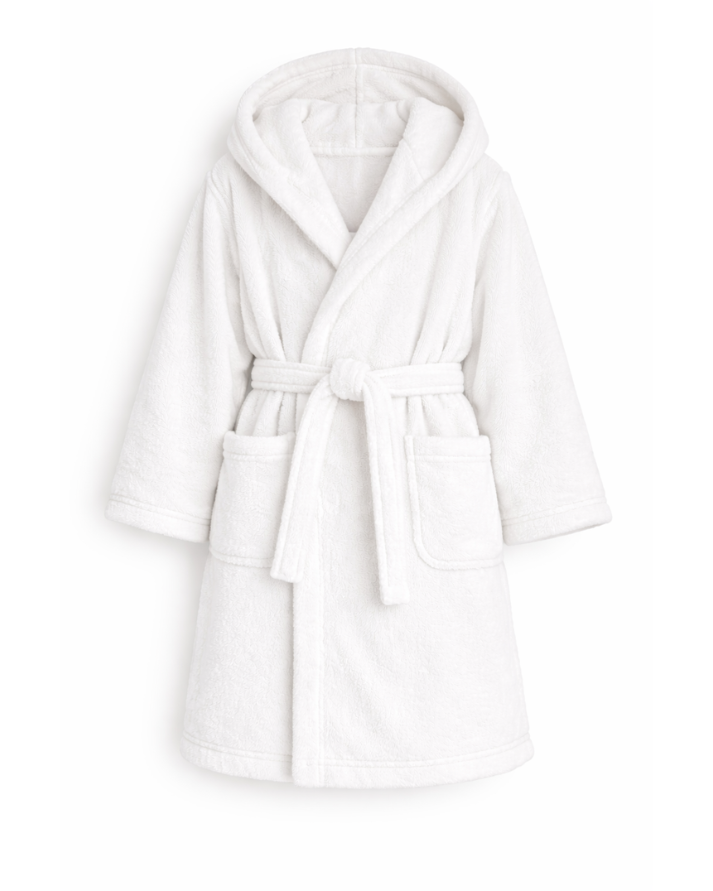 Kids Cotton Velvet Bathrobes(WHITE)