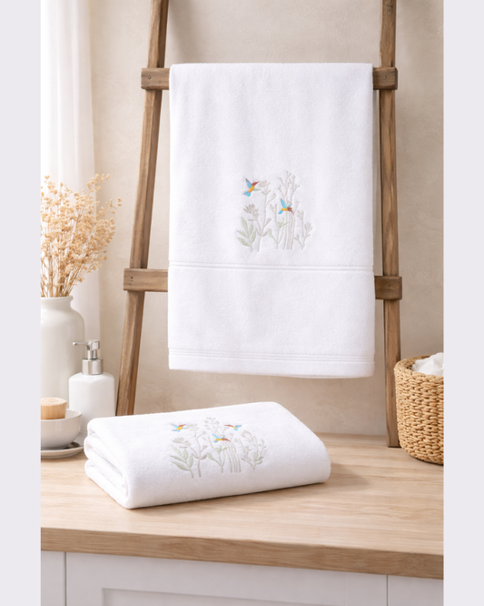 Embroidered Cotton Towel Set – Bath & Hand Towels