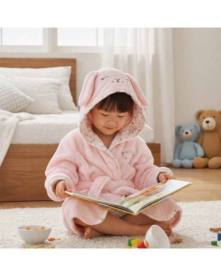 Kids Toddler Bathrobe - FlowersSolid