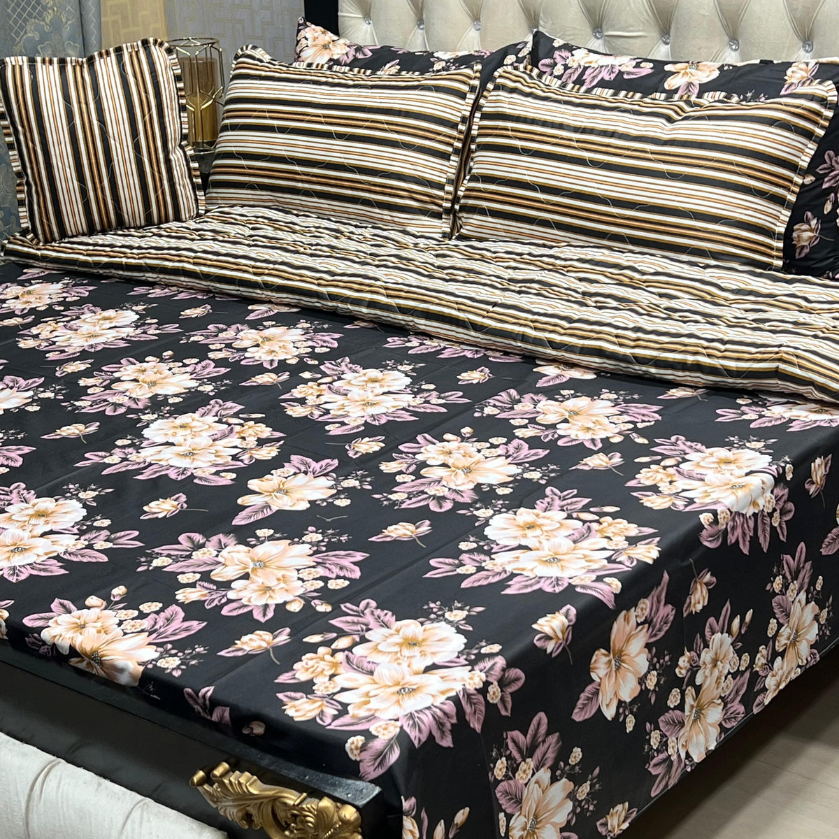 New Arrival 7PC Salonika Cotton Comforter Set by Fanza – King Size - Summer Special - Premium Quality &amp; Multi-Color Prints