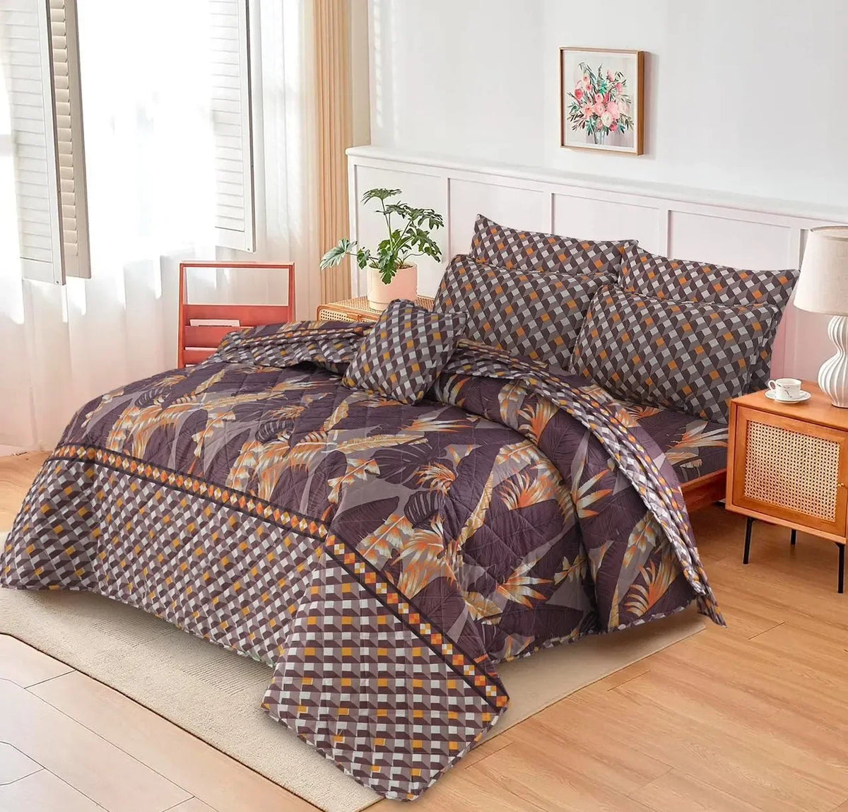 New Arrival 7PC Salonika Cotton Comforter Set by Fanza – King Size - Summer Special - Premium Quality & Multi-Color Prints