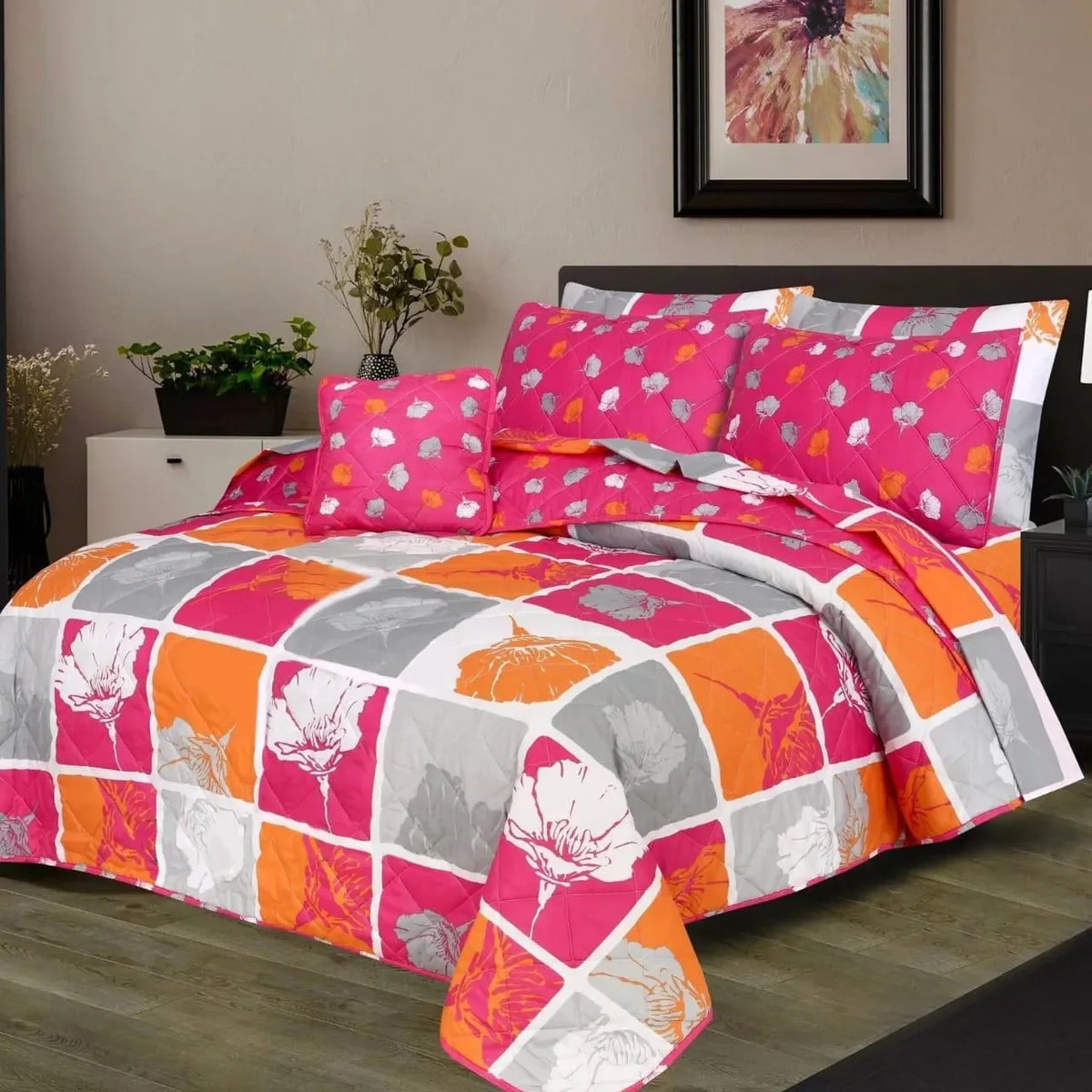 New Arrival 7PC Salonika Cotton Comforter Set by Fanza – King Size - Summer Special - Premium Quality & Multi-Color Prints