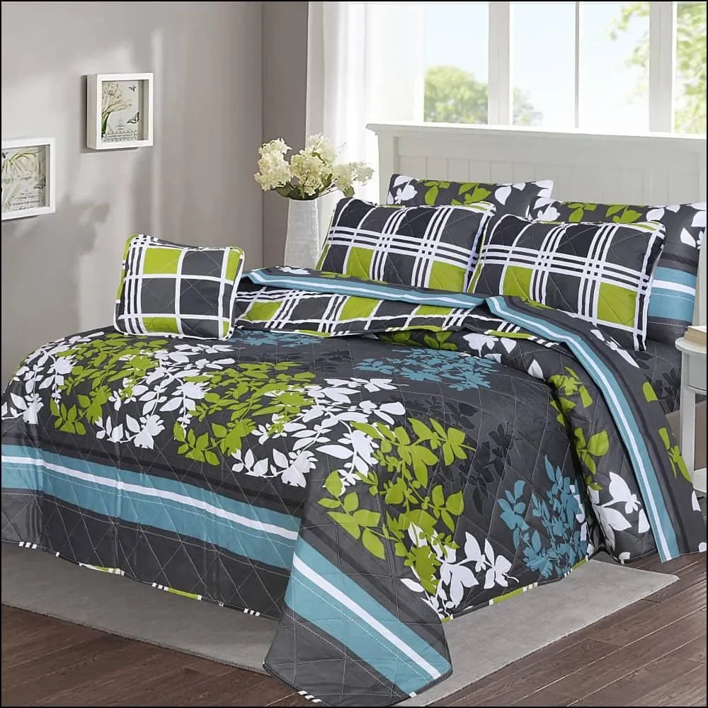 New Arrival 7PC Salonika Cotton Comforter Set by Fanza – King Size - Summer Special - Premium Quality & Multi-Color Prints