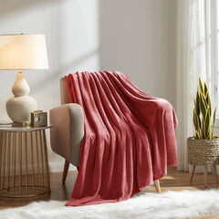 Red AC Dyed Funnel Blanket in Coral Fleece