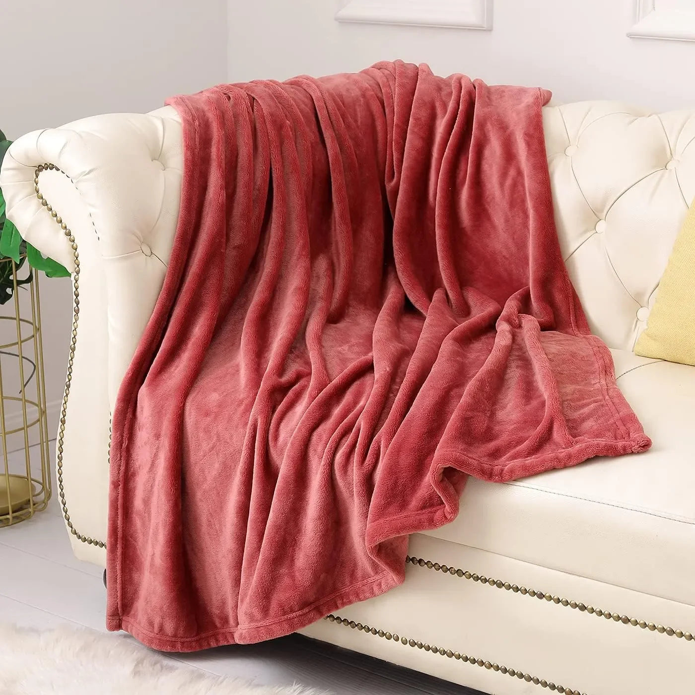 Red AC Dyed Funnel Blanket in Coral Fleece