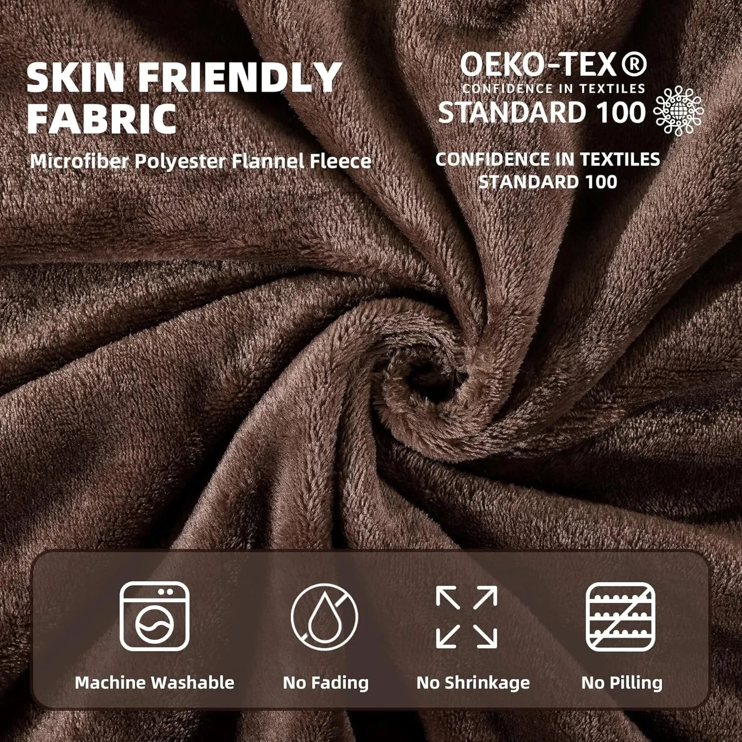 Dark Brown AC Dyed Funnel Blanket in Coral Fleece
