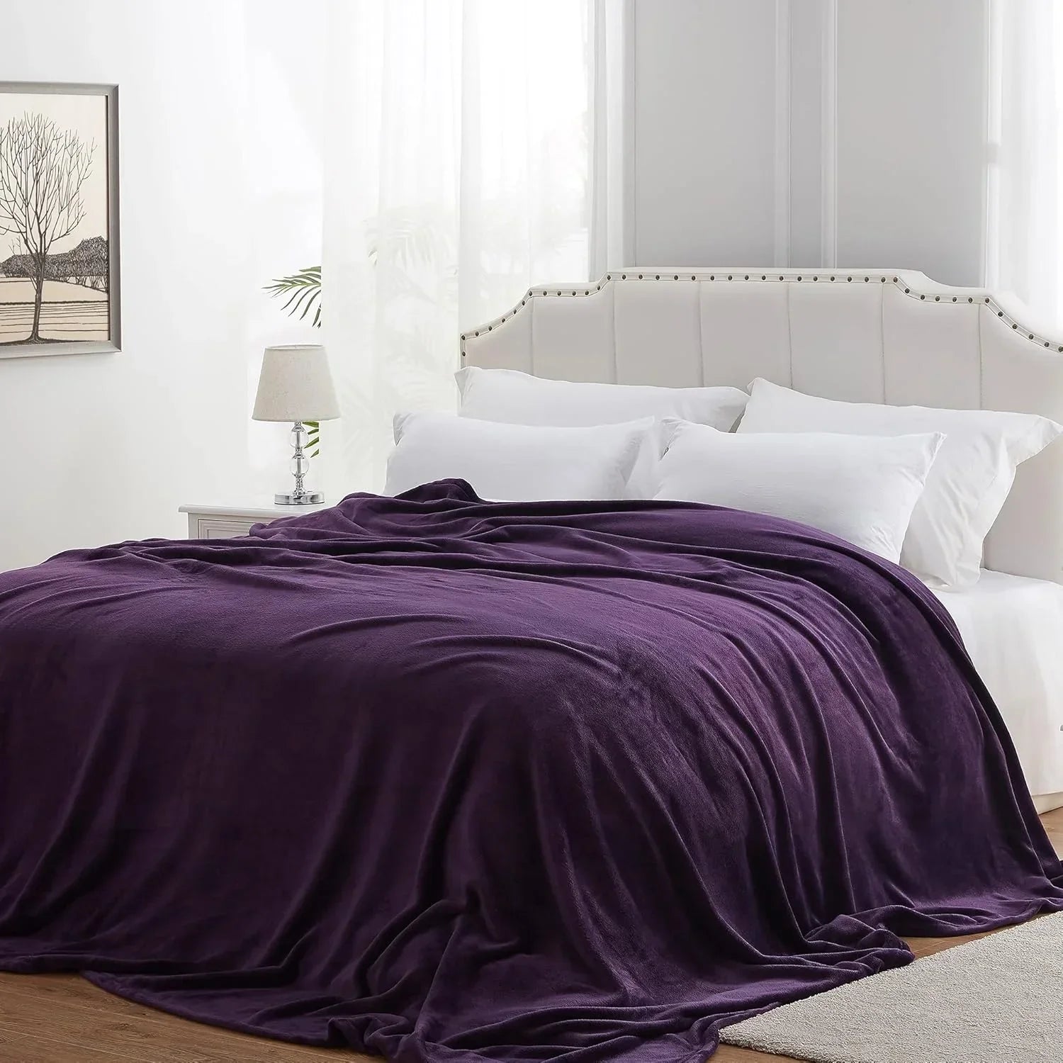 Dark Purple AC Dyed Funnel Blanket in Coral Fleece