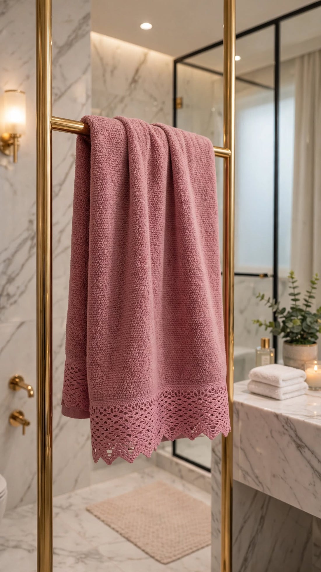 Cotton Bath Towel, Pink, 27 × 54 Inches