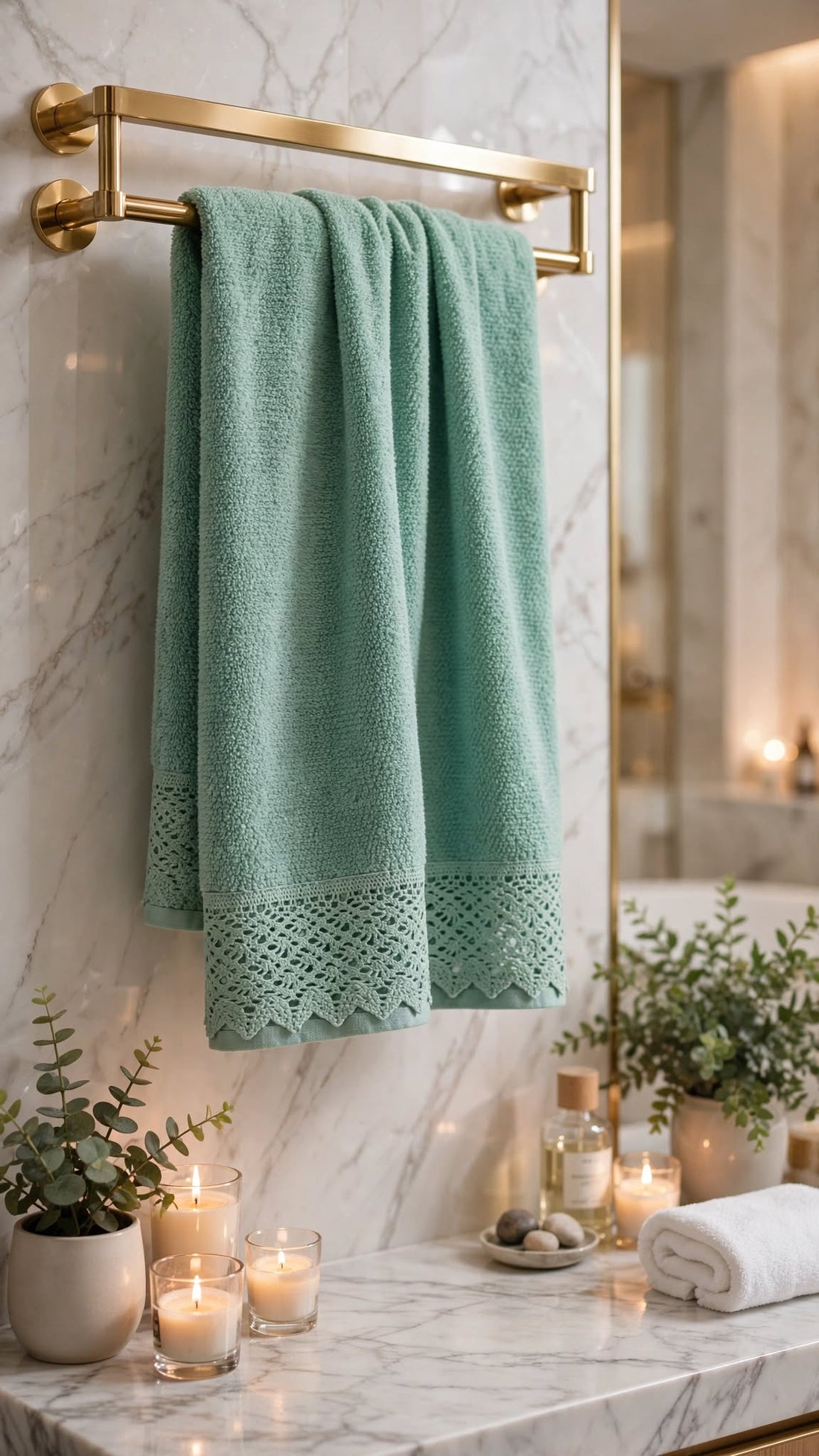 Cotton Bath Towel, Light Green, 27 × 54 Inches