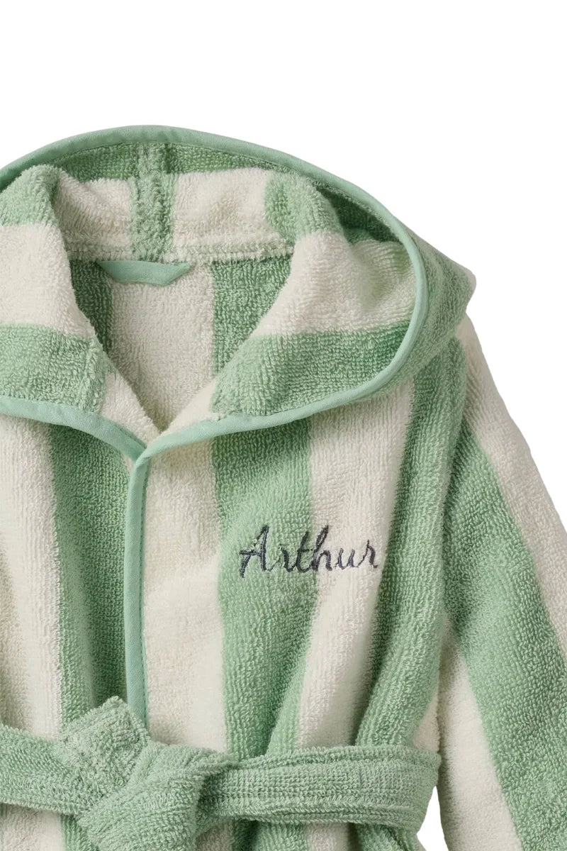 Kids Striped Green Bathrobe (4 Years) | Soft & Absorbent