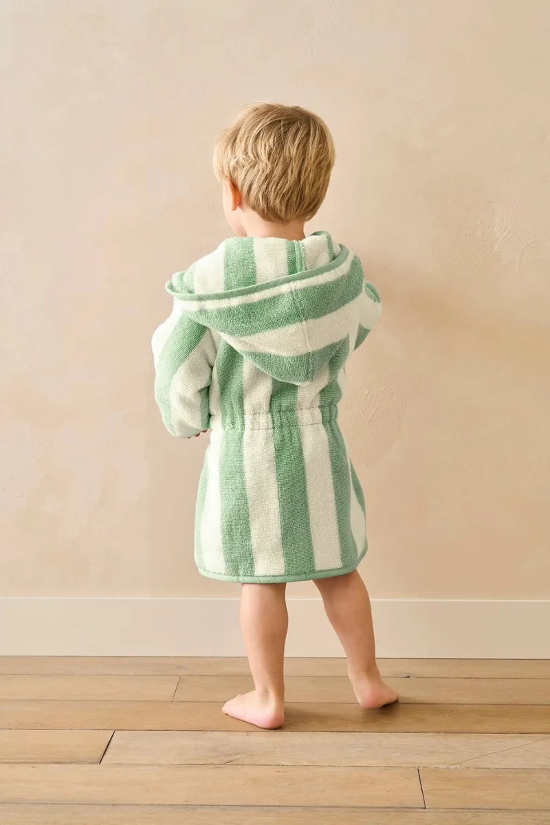 Kids Striped Green Bathrobe (4 Years) | Soft & Absorbent