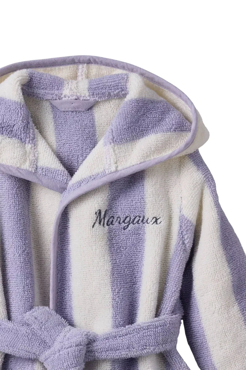 Kids Striped Purple Bathrobe (4 Years) | Hooded & Cozy