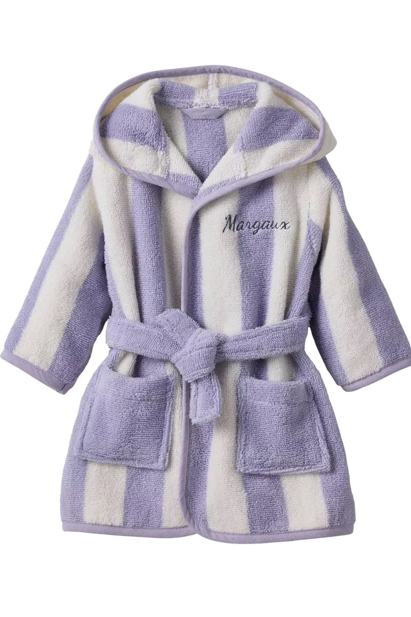 Kids Striped Purple Bathrobe (4 Years) | Hooded & Cozy