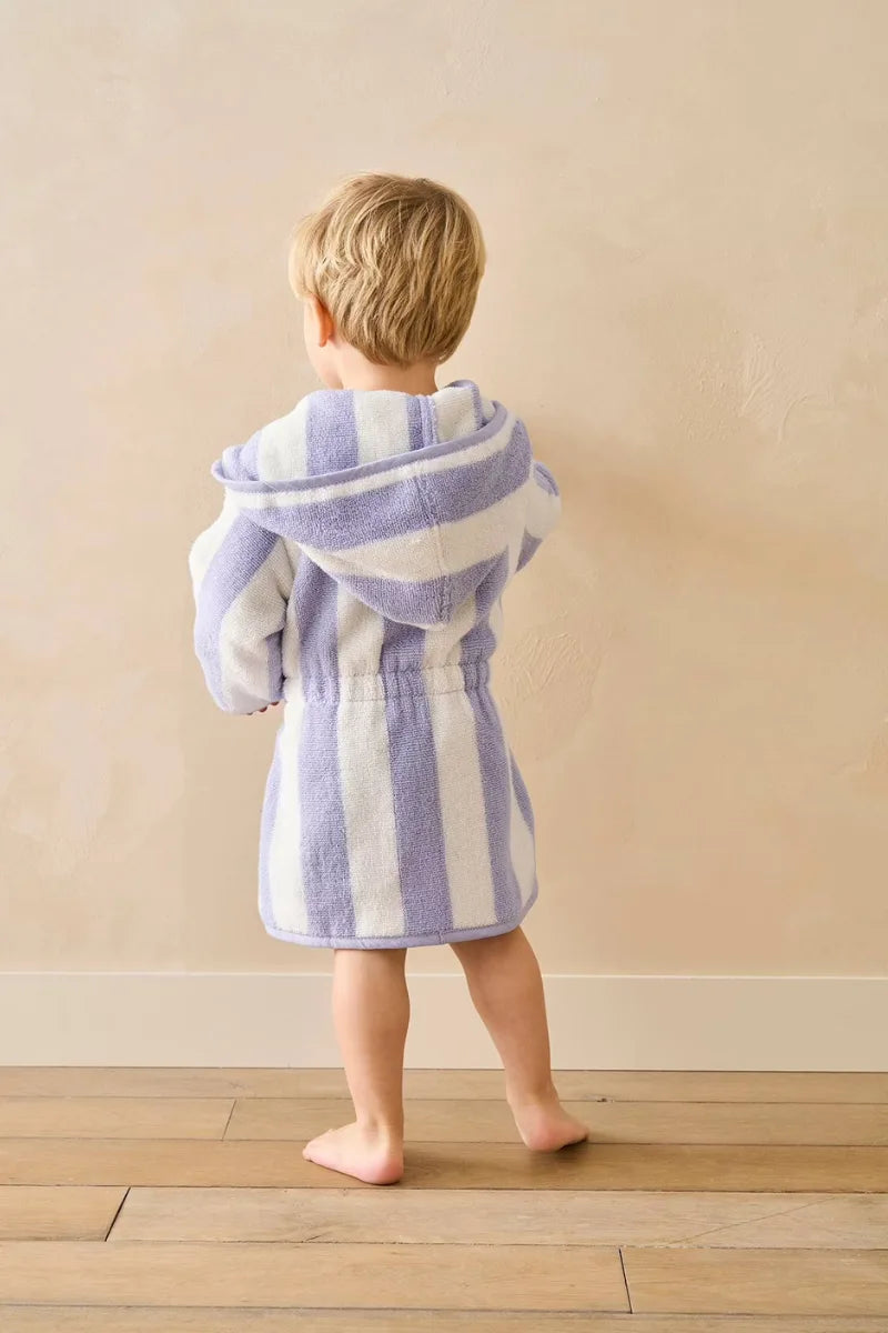 Kids Striped Purple Bathrobe (4 Years) | Hooded & Cozy
