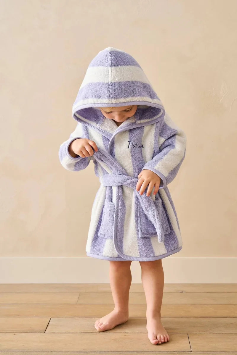 Kids Striped Purple Bathrobe (4 Years) | Hooded & Cozy