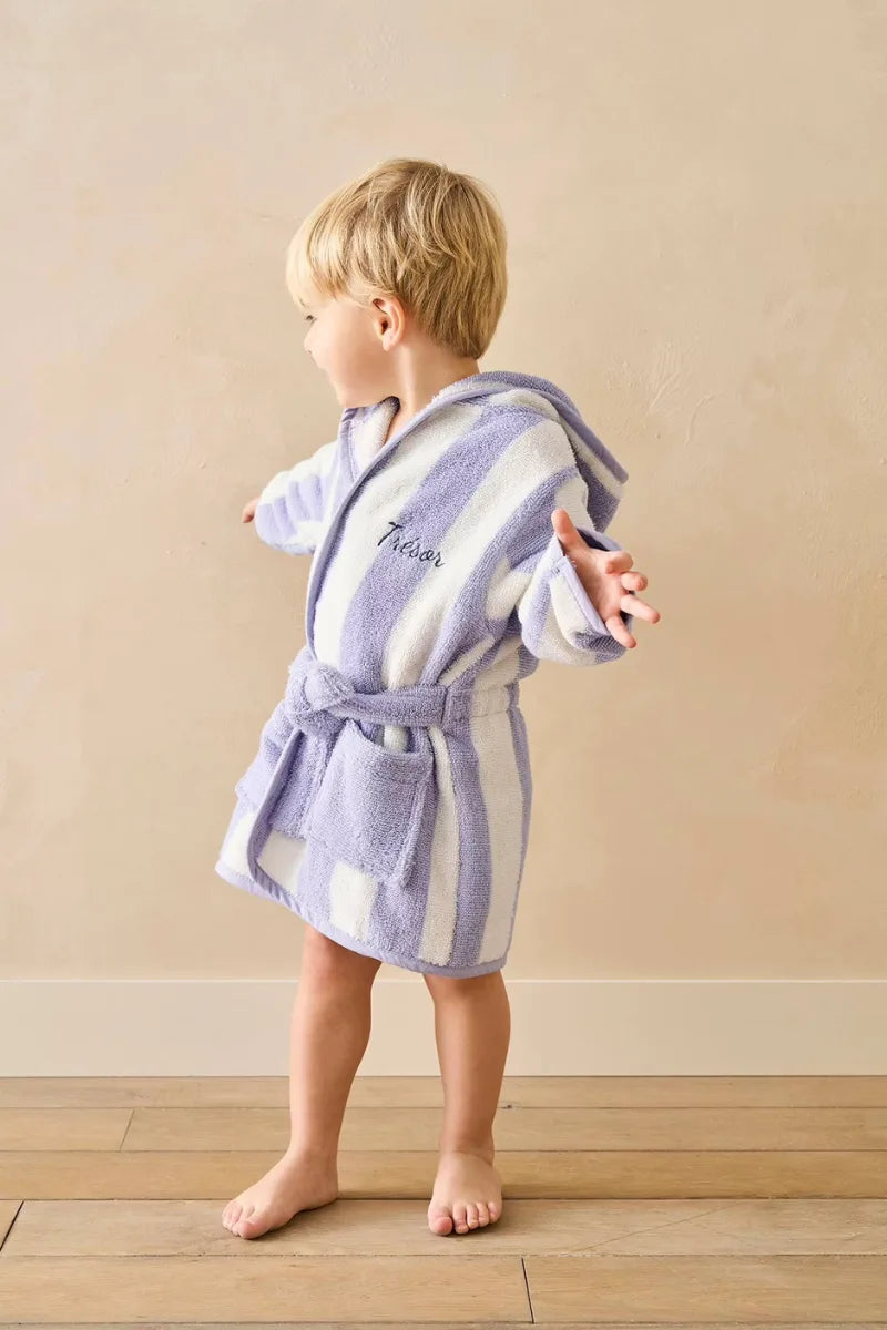 Kids Striped Purple Bathrobe (4 Years) | Hooded & Cozy