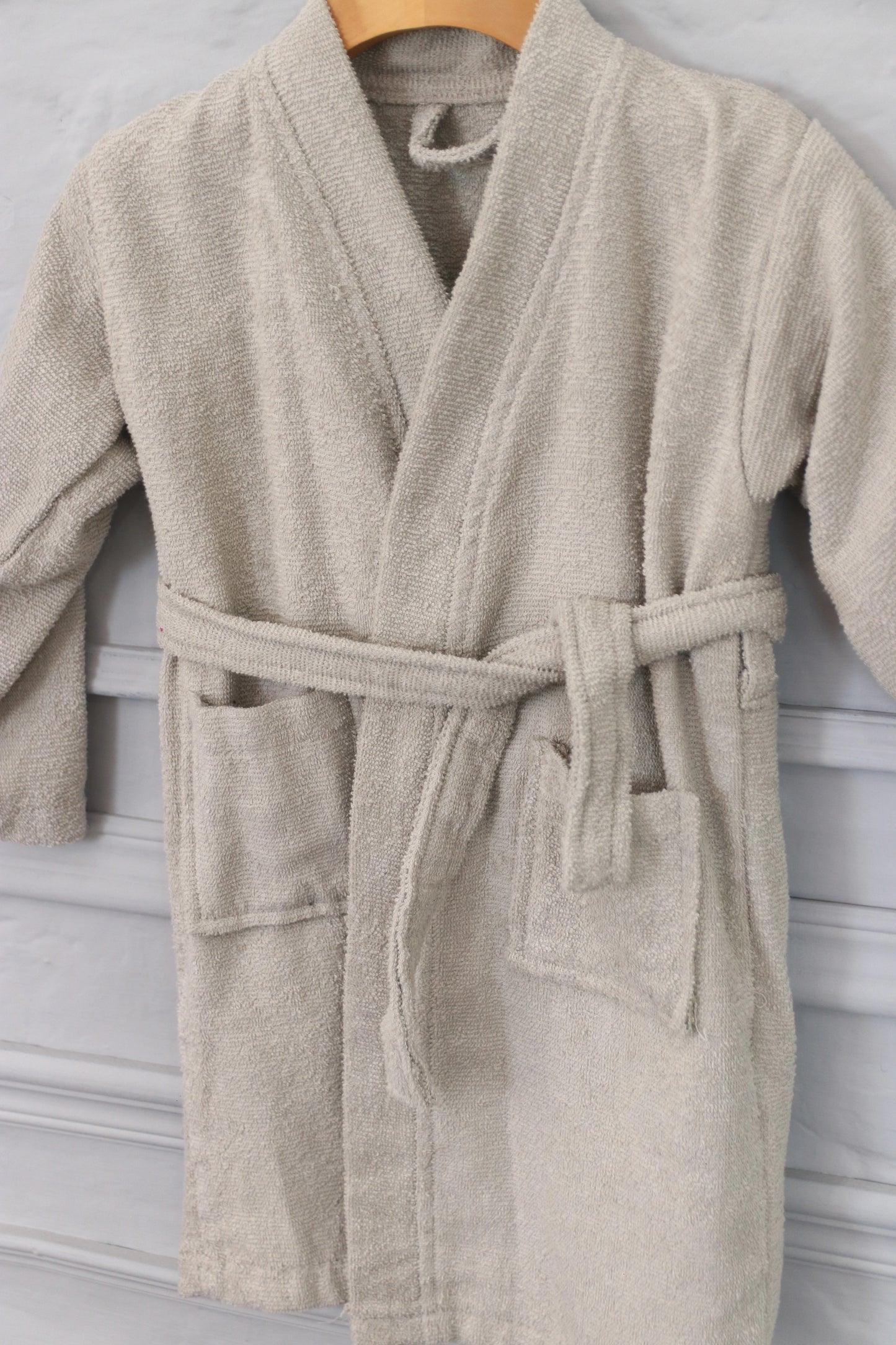 Kids Cotton Velvet Bathrobes (Light Grey)