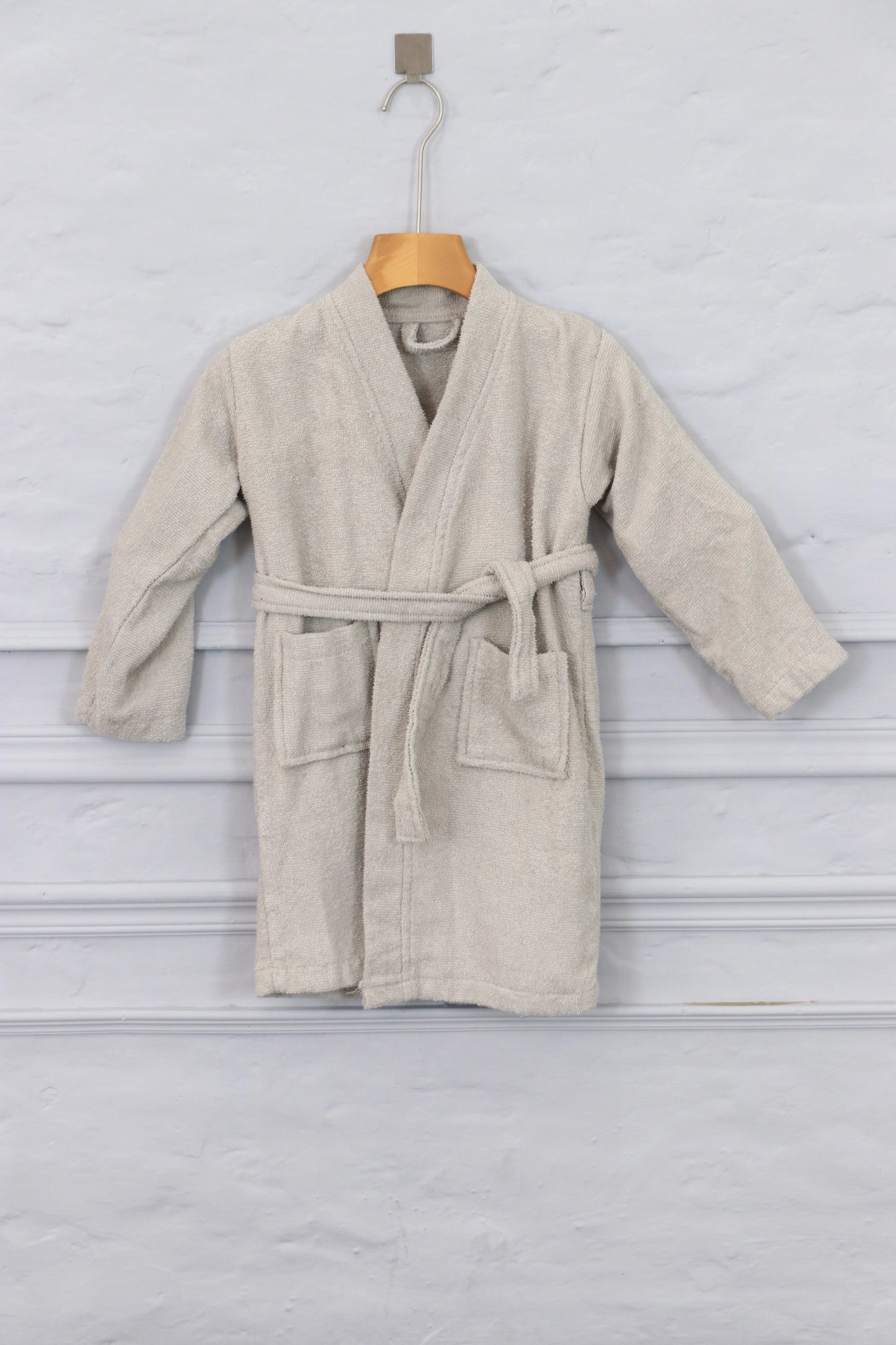Kids Cotton Velvet Bathrobes (Light Grey)