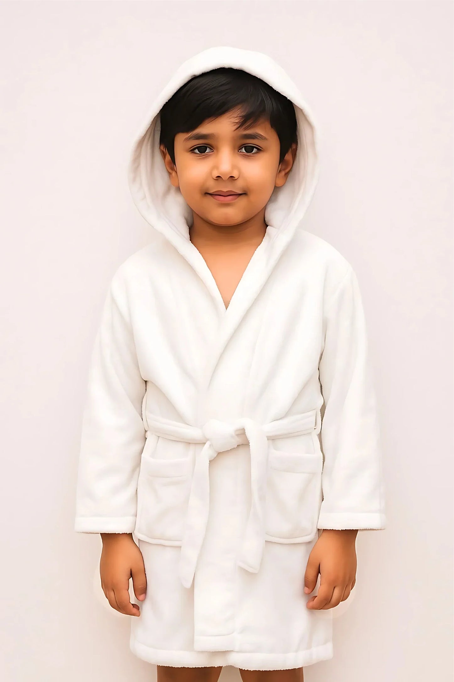 Kids Cotton Velvet Bathrobes (Pure white)