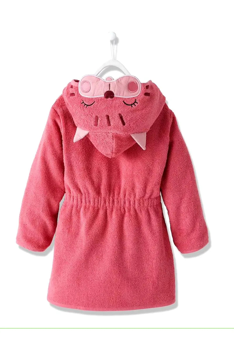 Cat Hooded Kids Bathrobe – Dark Pink (Ages 6 to 8)