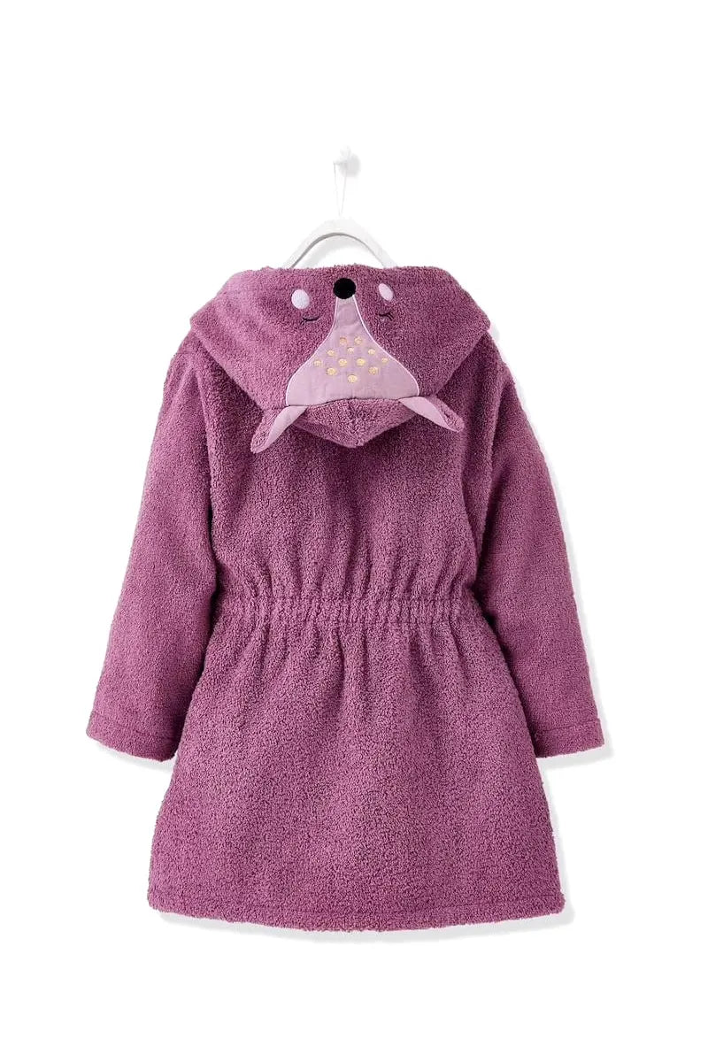 Deer Hooded Kids Bathrobe – Mauve (Ages 6 to 8 Years)