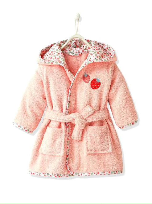 Strawberry Hooded Baby & Toddler Bathrobe
