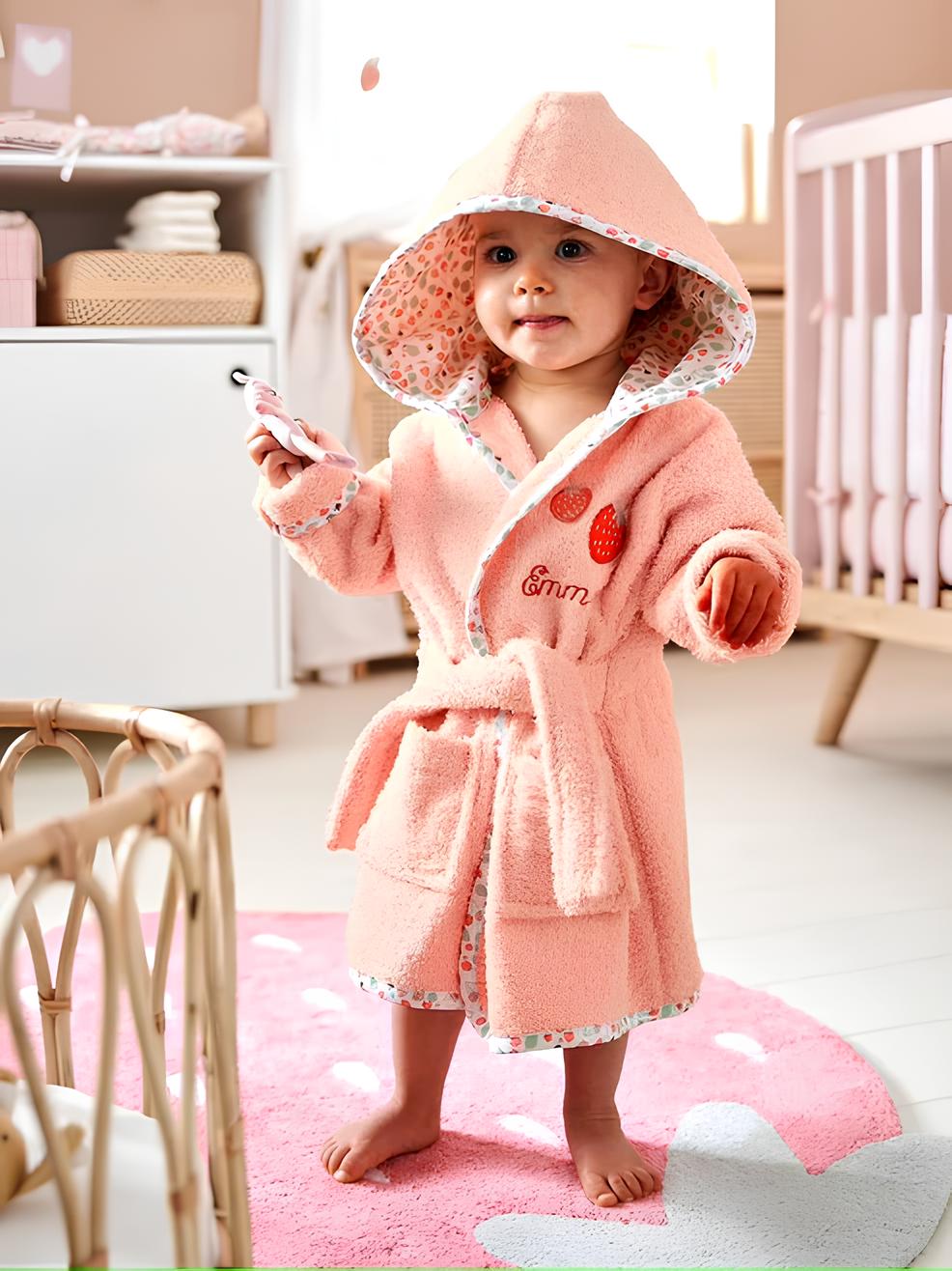 Strawberry Hooded Baby & Toddler Bathrobe