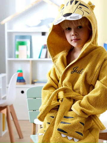 “Tiger Hooded Kids Bathrobe