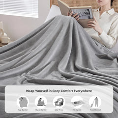 Light Grey  AC Dyed Funnel Blanket in Coral Fleece