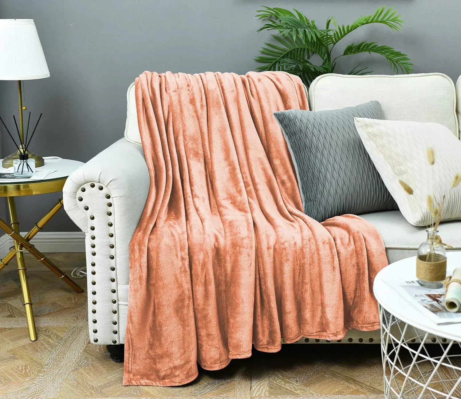 Peach AC Dyed Funnel Blanket in Coral Fleece