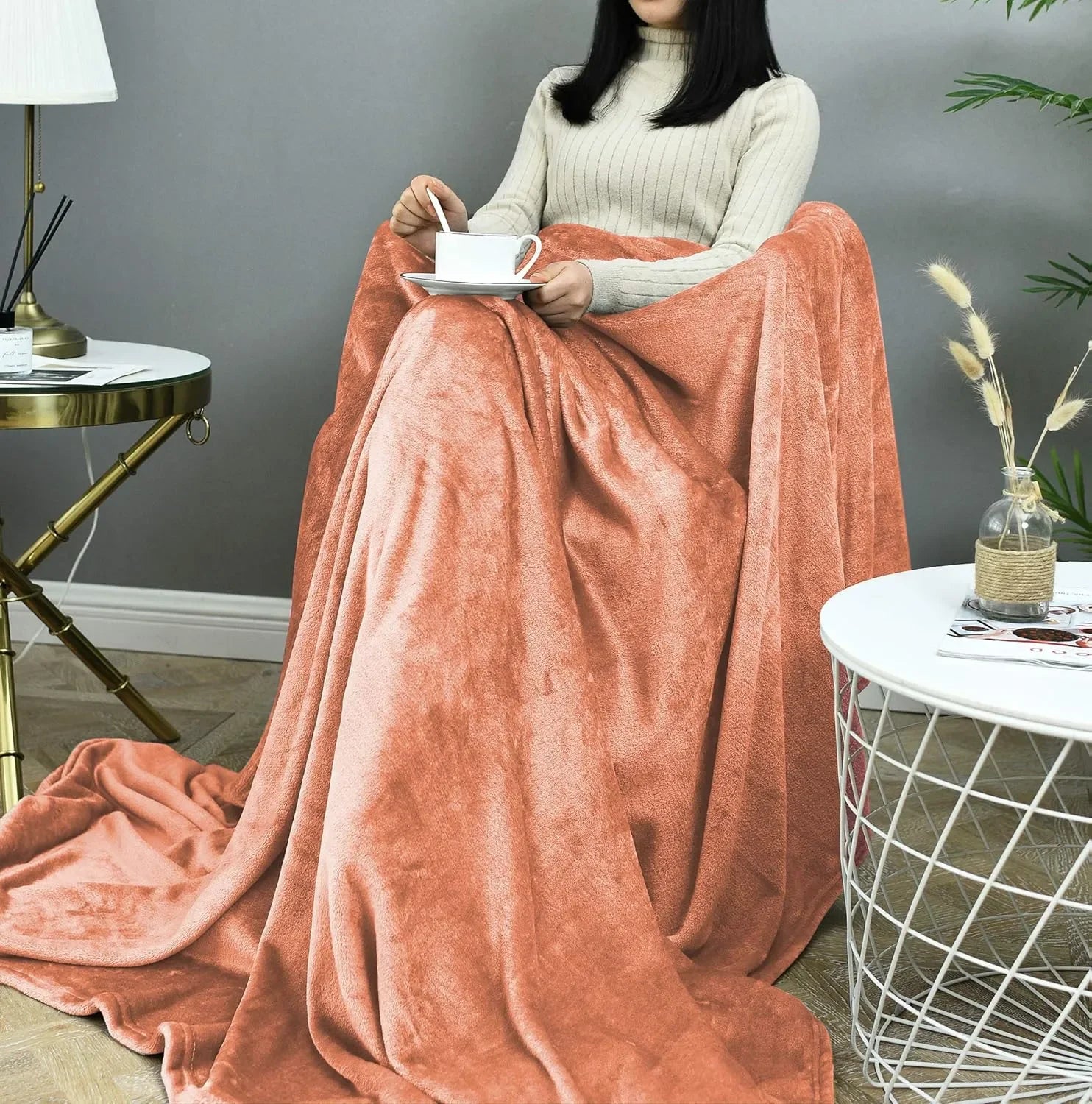 Peach AC Dyed Funnel Blanket in Coral Fleece