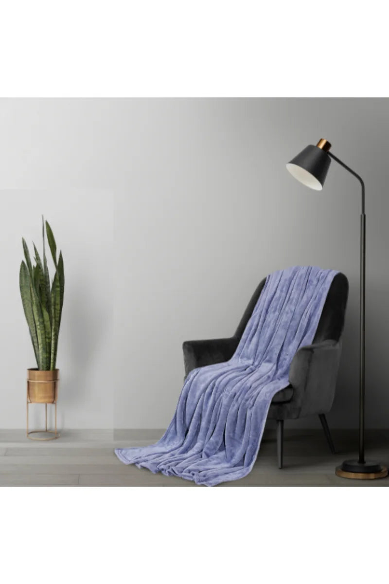 Elegant Embossed Blanket | Luxury Coral AC Fleece (Cornflower)