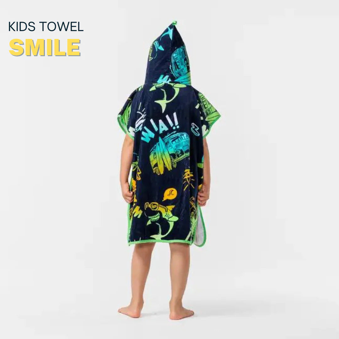 Kids Black Hoodie Towel | Hooded Bath Poncho | Personalized Kids Bath Towel